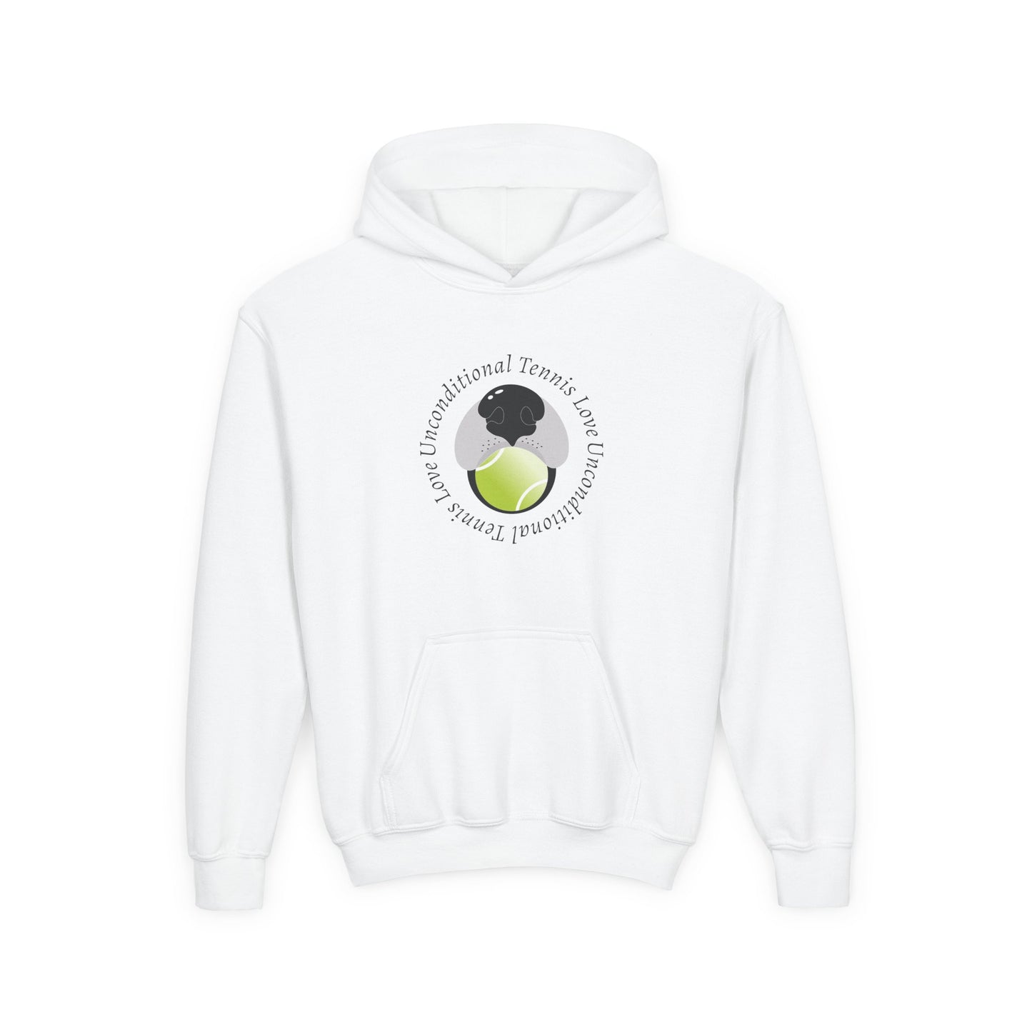 Unconditional Tennis Love Youth Hooded Sweatshirt.