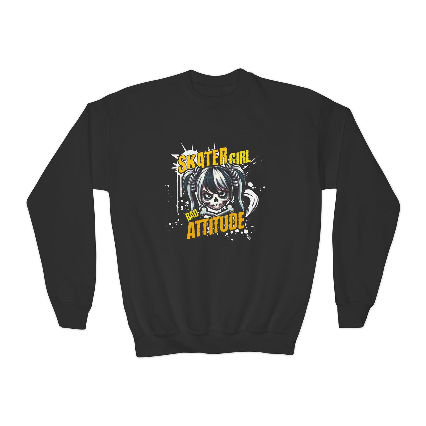 Skater Girl Attitude Youth Crewneck Sweatshirt