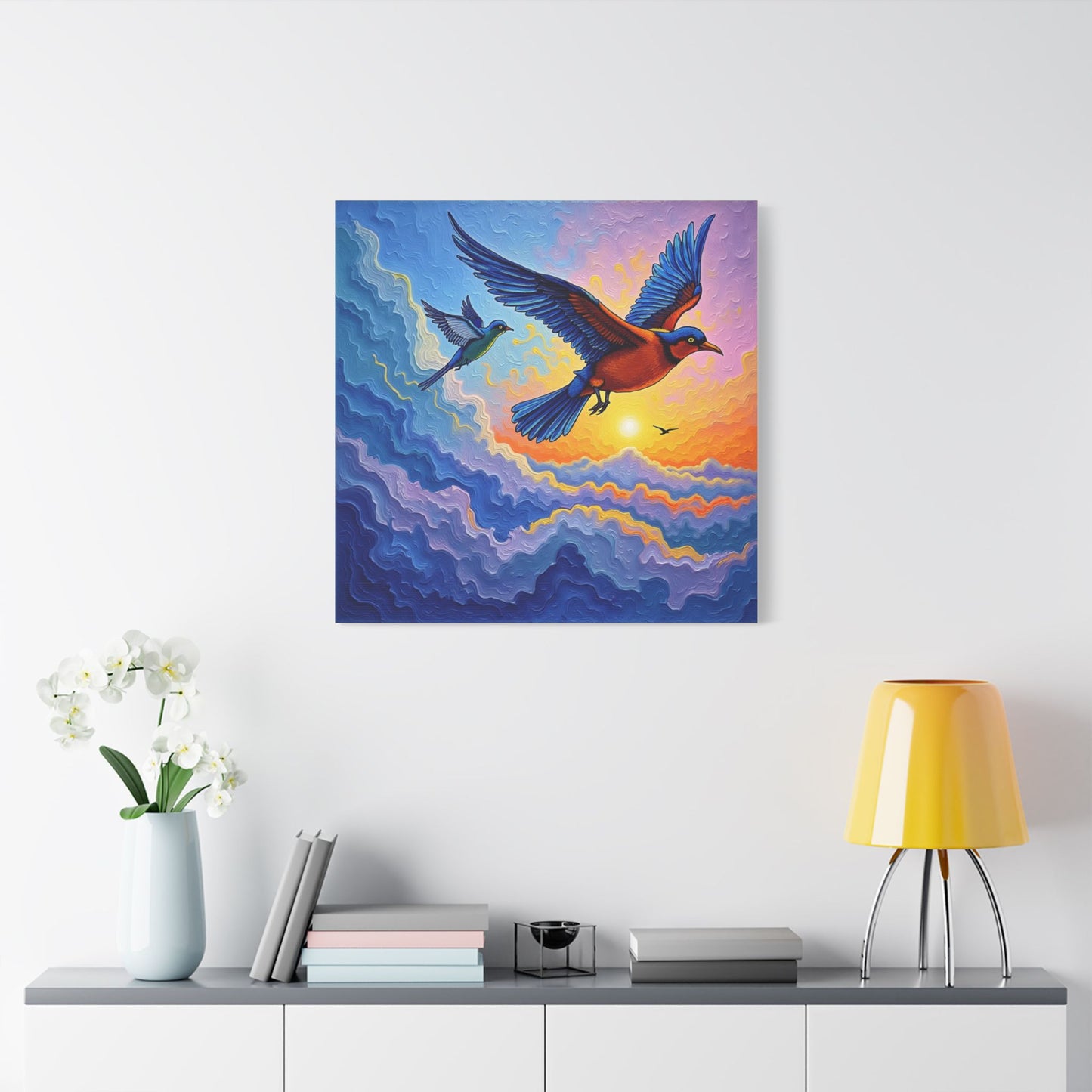 Satin Canvas Wall Art - Birds Design