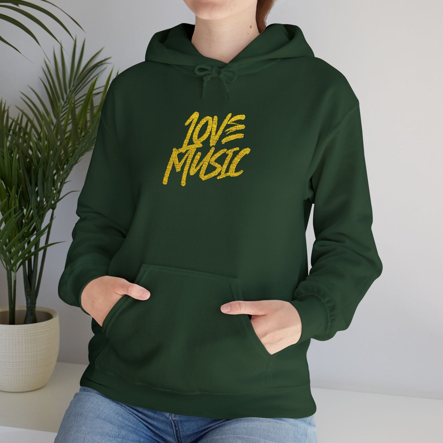 Embroidered Hooded Sweatshirt - Love Music
