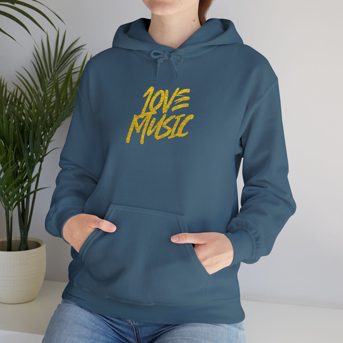 Embroidered Hooded Sweatshirt - Love Music