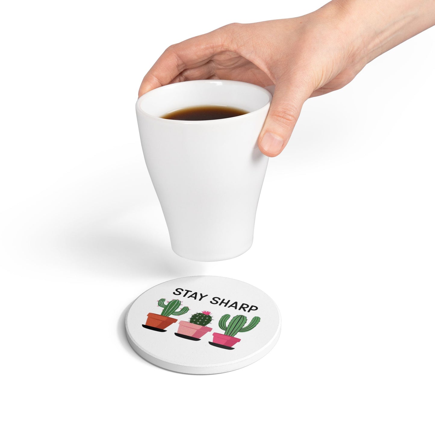 Ceramic Coaster - Stay Sharp Cactus