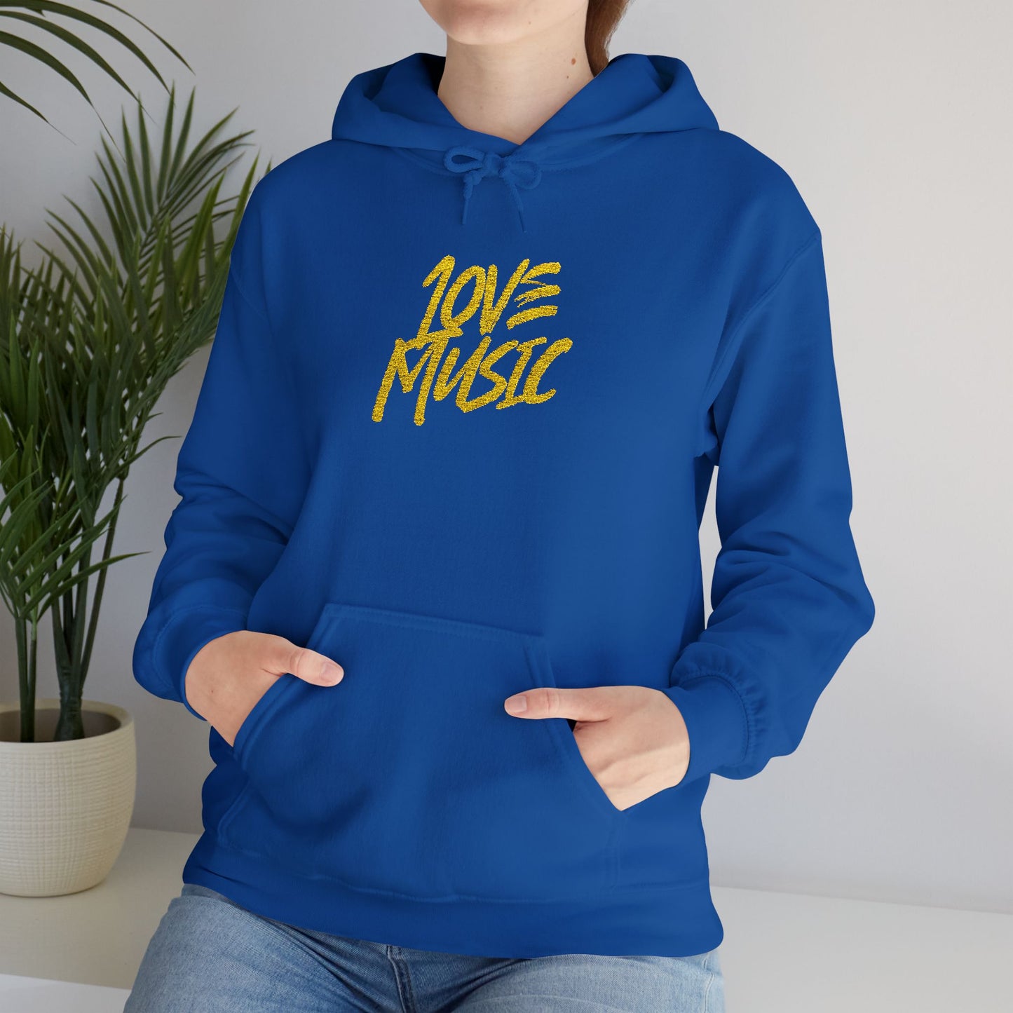 Embroidered Hooded Sweatshirt - Love Music