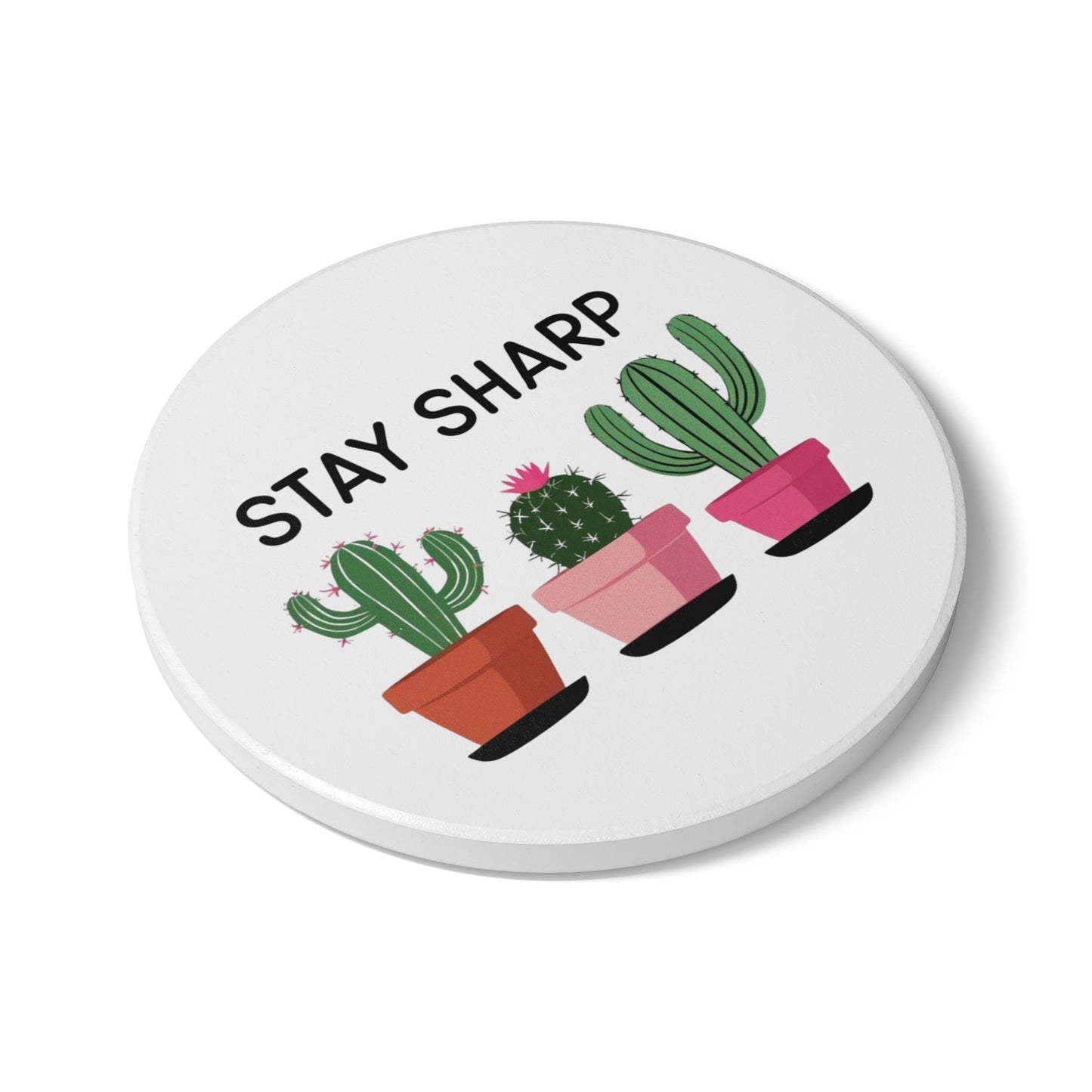 Ceramic Coaster - Stay Sharp Cactus