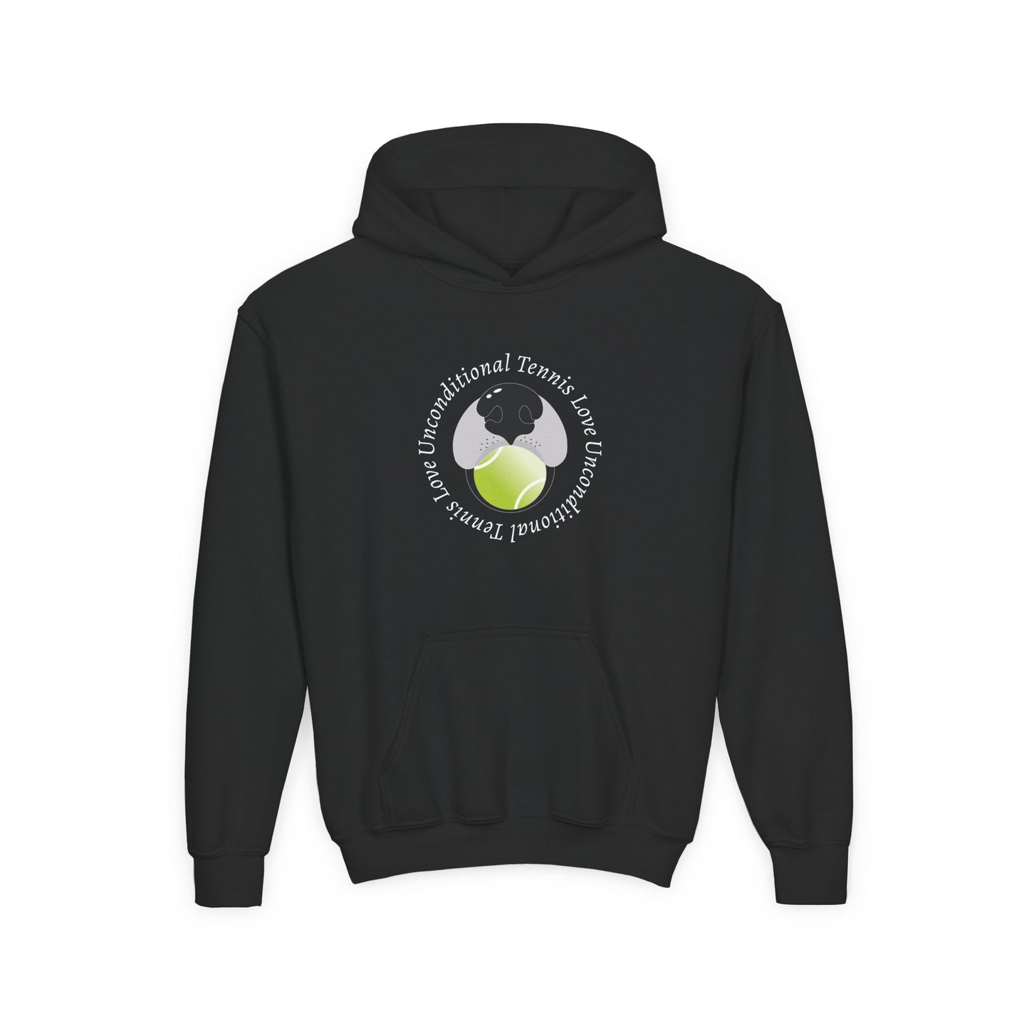 Unconditional Tennis Love Youth Hooded Sweatshirt.