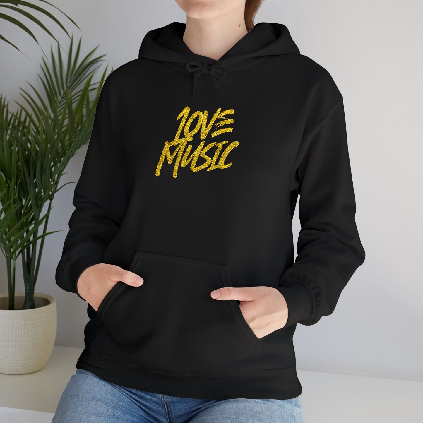 Embroidered Hooded Sweatshirt - Love Music