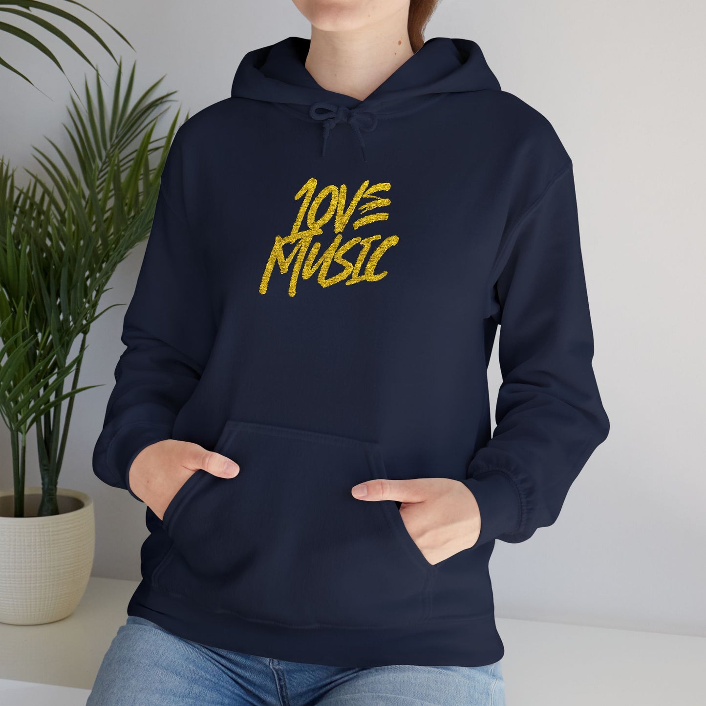 Embroidered Hooded Sweatshirt - Love Music