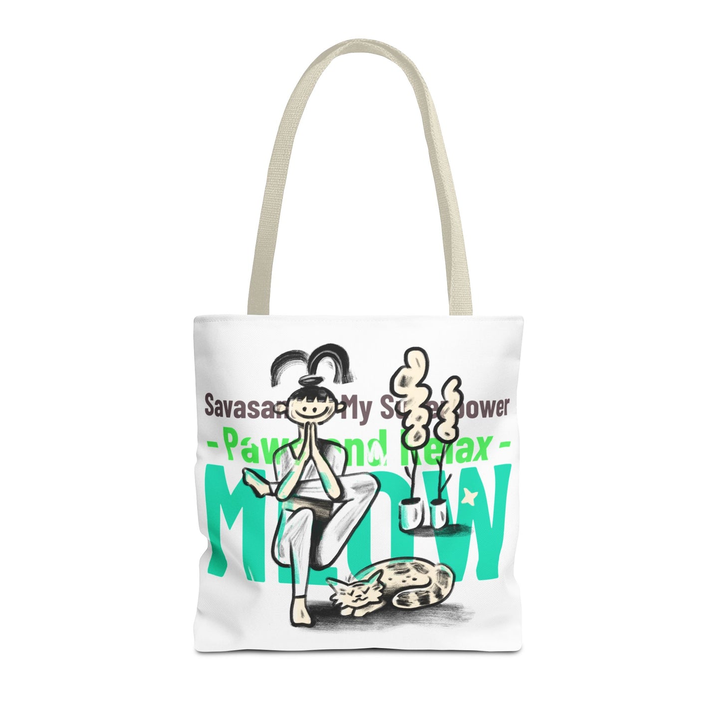 Pet Lover Tote Bag - Paws and Relax Yoga Design