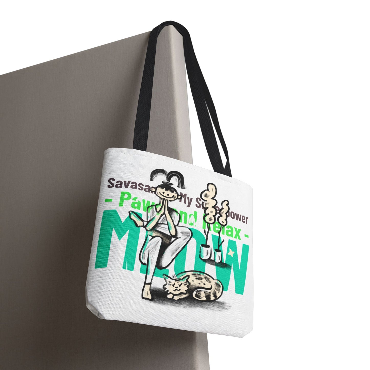Pet Lover Tote Bag - Paws and Relax Yoga Design