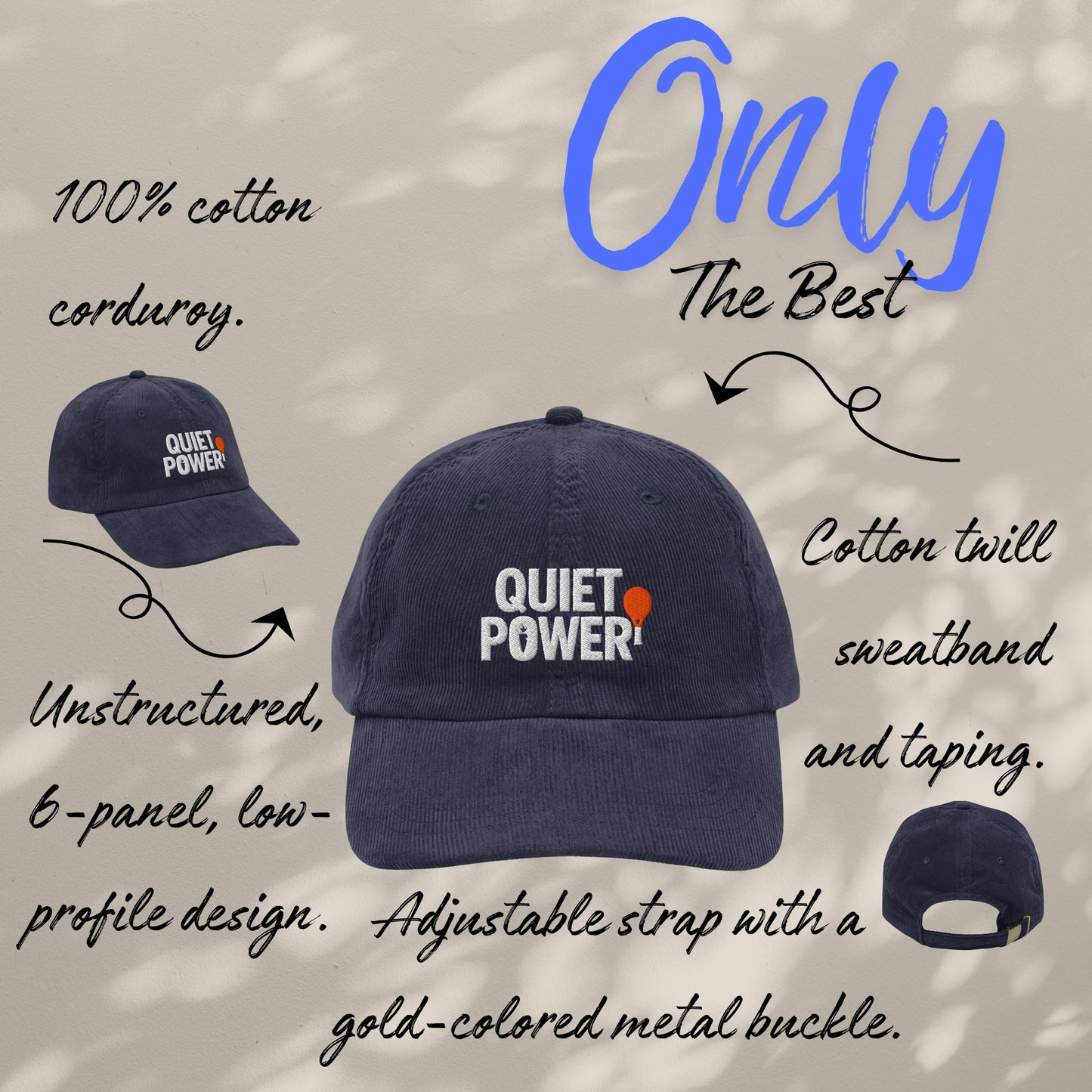 Embriodered Vintage Corduroy Cap for Tennis Lovers