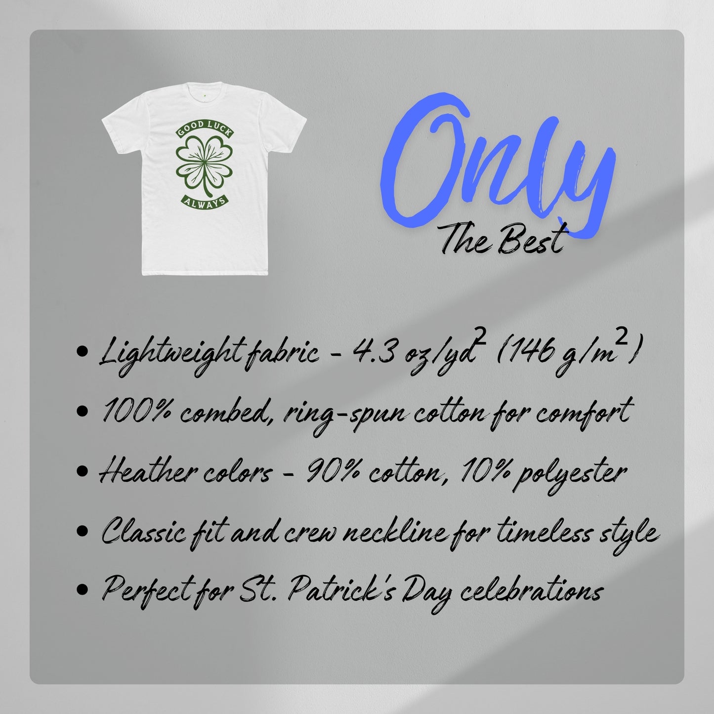 Good Luck Clover Unisex Cotton Crew Tee, St. Patrick's Day Shirt