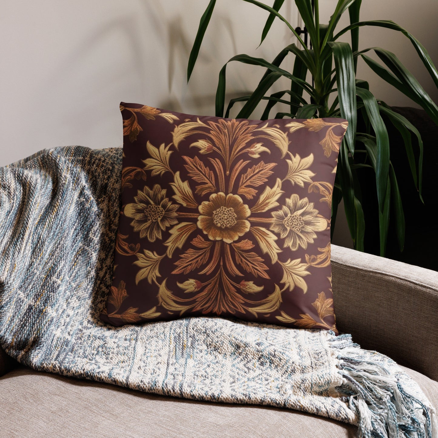Vintage Floral Throw Pillow Cover