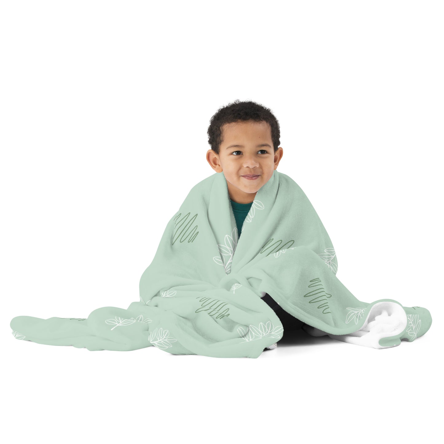 "Bloom & Unwind" Pastel Eucalyptus Leaf Throw Blanket 60"x 80"