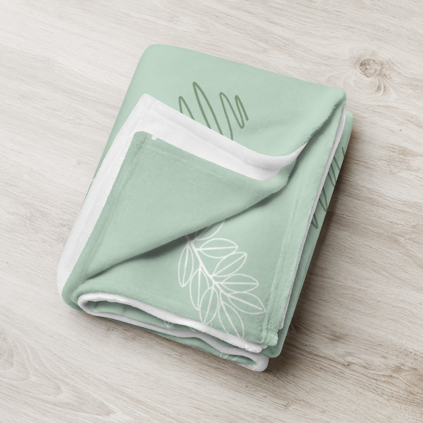"Bloom & Unwind" Pastel Eucalyptus Leaf Throw Blanket 60"x 80"