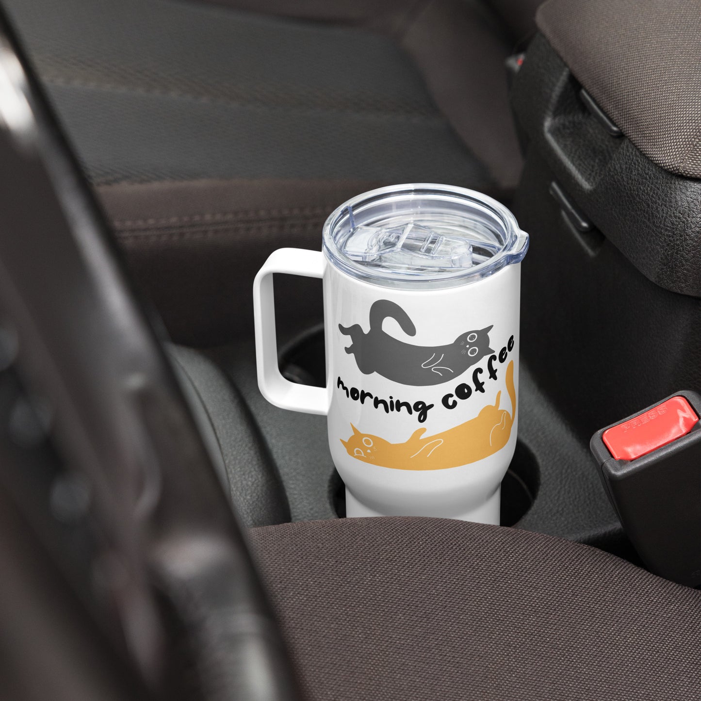 Cat Lover’s Travel Mug with Handle 25oz