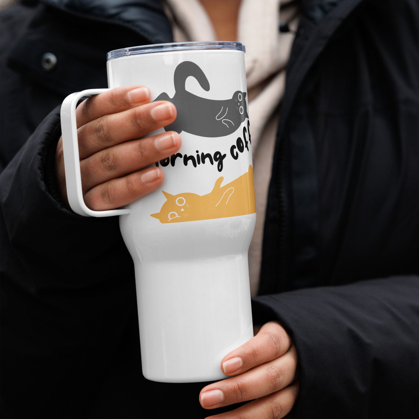 Cat Lover’s Travel Mug with Handle 25oz