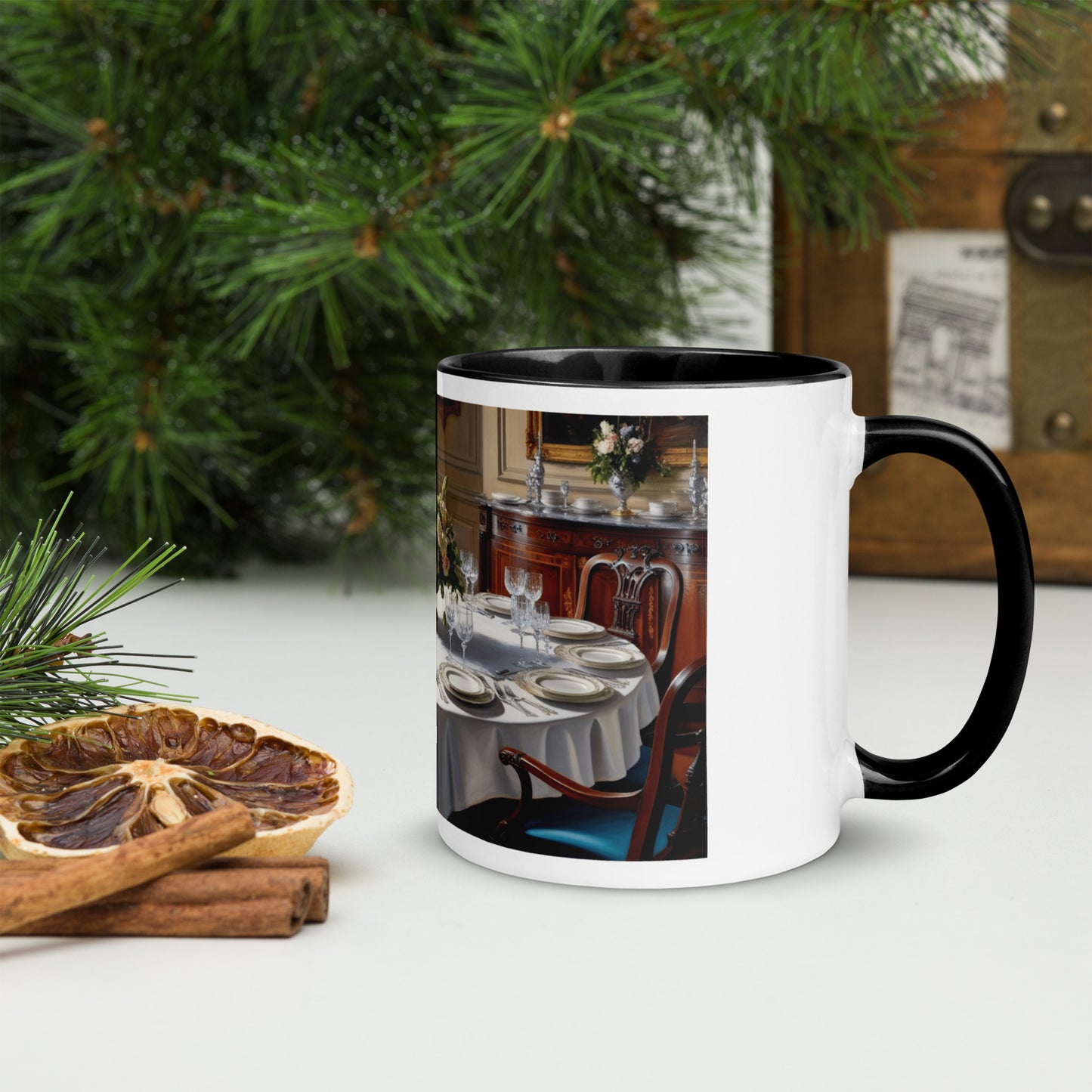 Old World Charm Mug with Color Inside, Black