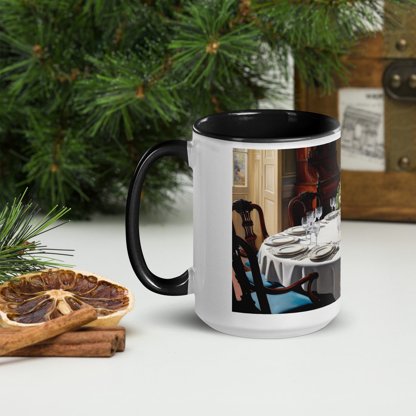 Old World Charm Mug with Color Inside, Black