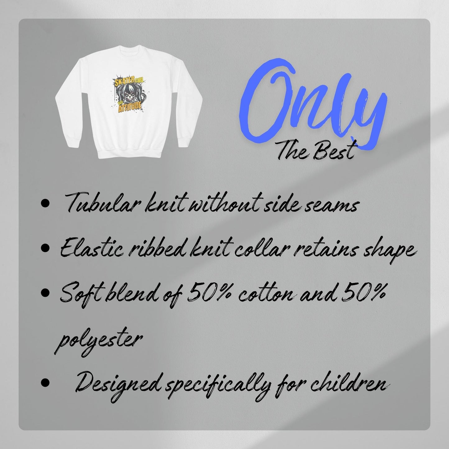 Skater Girl Attitude Youth Crewneck Sweatshirt