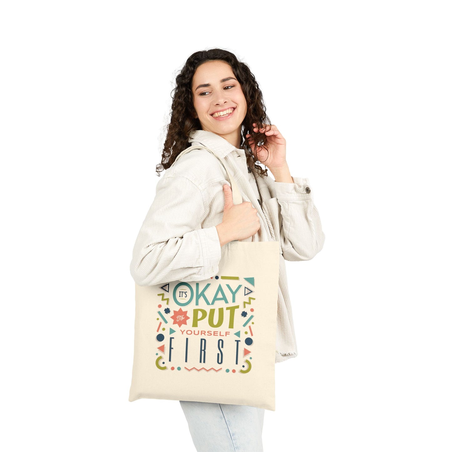 Motivational Cotton Canvas Tote Bag — Inspirational Quote Shopper Tote