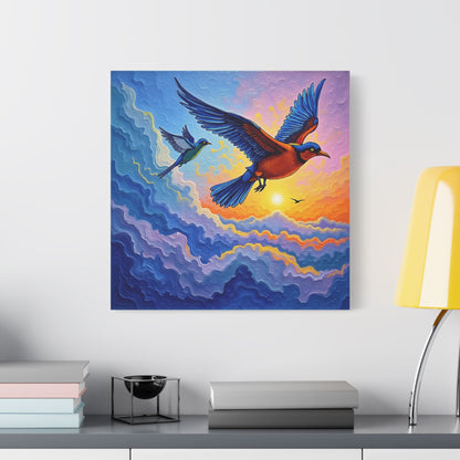Satin Canvas Wall Art - Birds Design