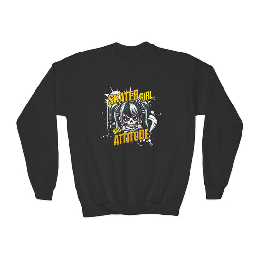 Skater Girl Attitude Youth Crewneck Sweatshirt