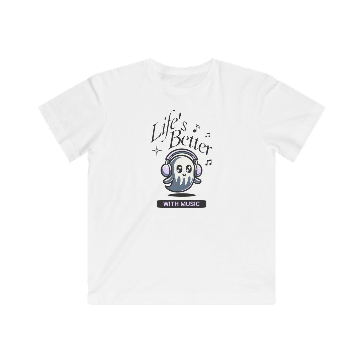 Kids Music-Inspired Fine Jersey Tee - 'Life's Better with Music'