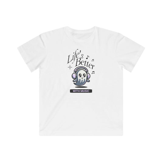 Kids Music-Inspired Fine Jersey Tee - 'Life's Better with Music'