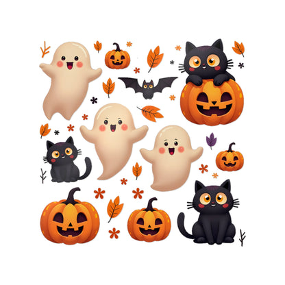 Halloween Die-Cut Stickers, Cute Ghosts & Cats, Kid's Party Favors.