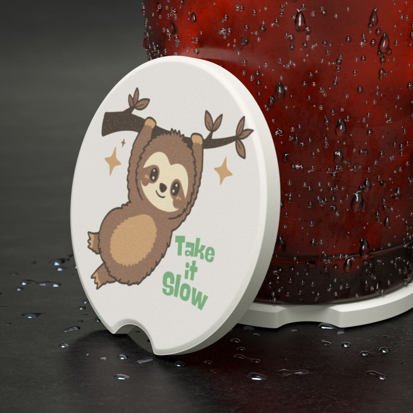 Car Coaster set - "Take It Slow" design