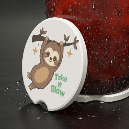Car Coaster set - "Take It Slow" design