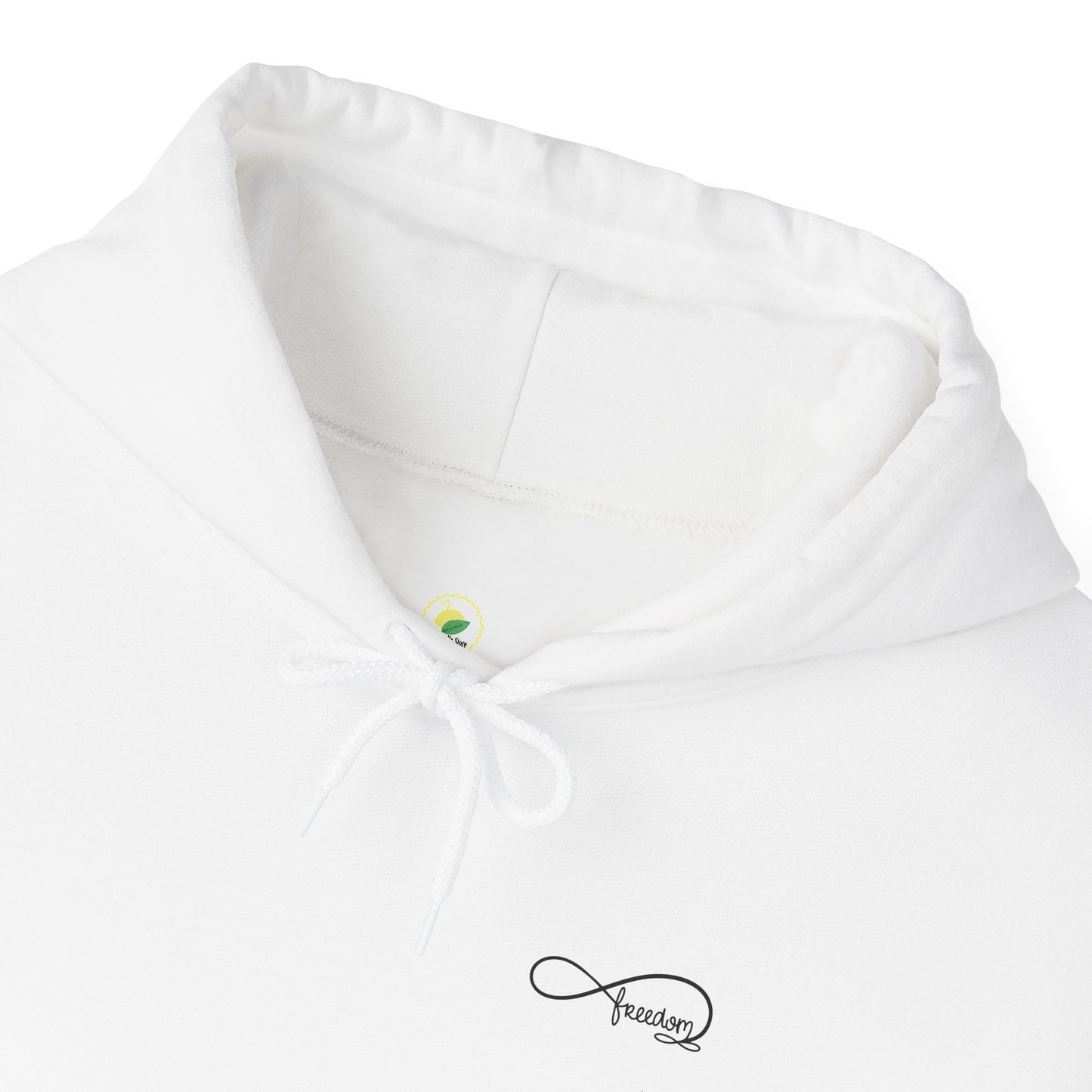 Freedom Infinity Hoodie — Minimal Script Back & Chest Logo
