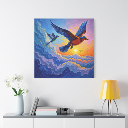 Satin Canvas Wall Art - Birds Design