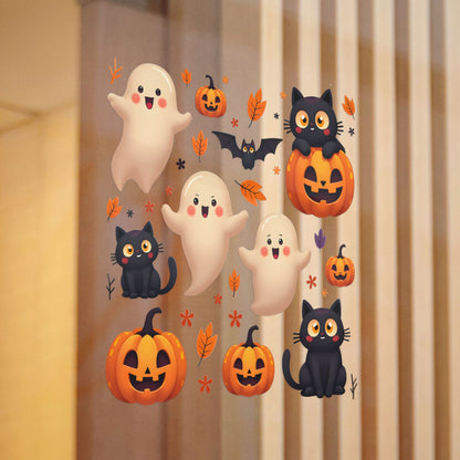 Halloween Die-Cut Stickers, Cute Ghosts & Cats, Kid's Party Favors.