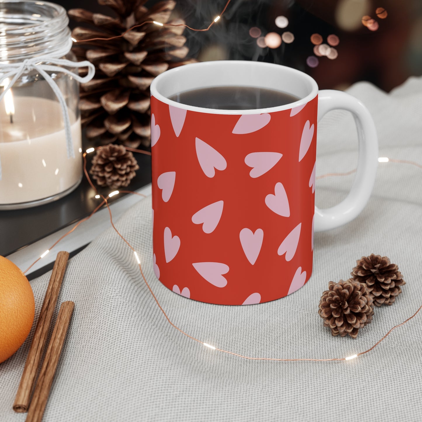 Valentine's Day 11oz Mug — Romantic Heart Coffee Cup
