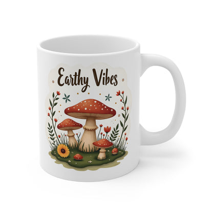 Earty Vibes Ceramic Mug — 11oz Earthy Aesthetic Coffee Cup