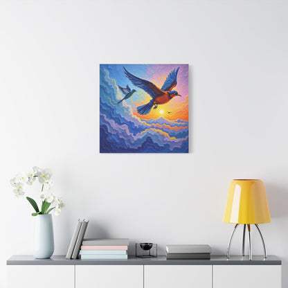 Satin Canvas Wall Art - Birds Design