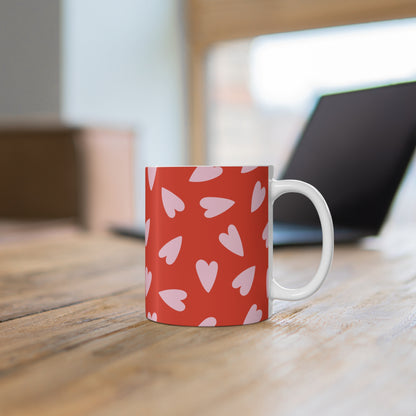 Valentine's Day 11oz Mug — Romantic Heart Coffee Cup