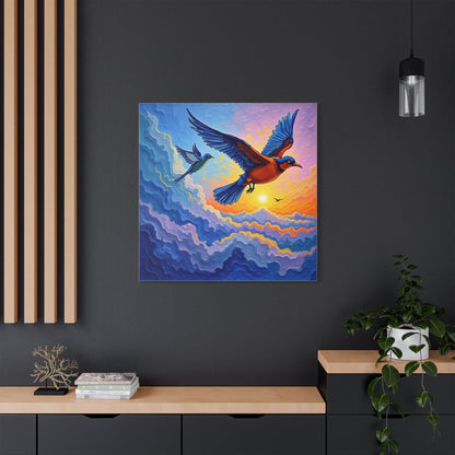 Satin Canvas Wall Art - Birds Design