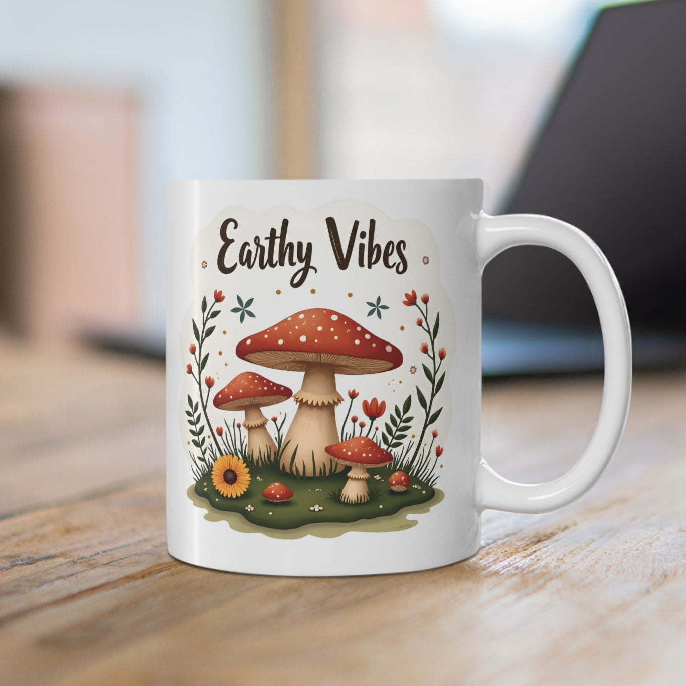 Earty Vibes Ceramic Mug — 11oz Earthy Aesthetic Coffee Cup