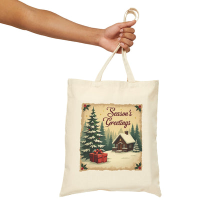 Seasons Greetings Cotton Canvas Tote Bag