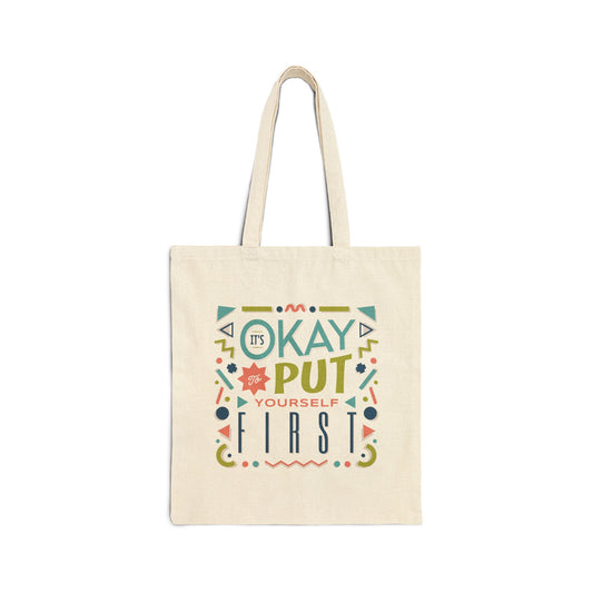 Motivational Cotton Canvas Tote Bag — Inspirational Quote Shopper Tote