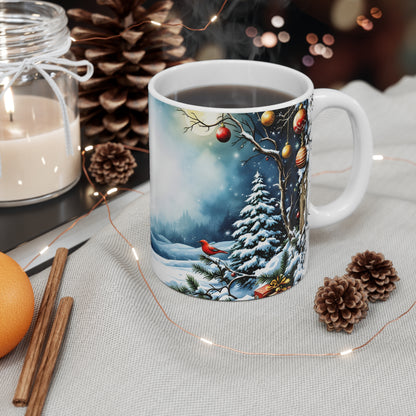 Christmas in the Forest 11oz Mug — Festive Woodland Holiday Coffee Cup