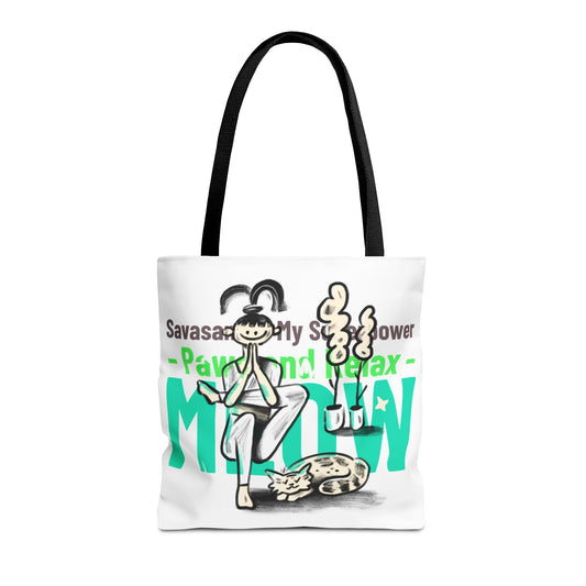 Pet Lover Tote Bag - Paws and Relax Yoga Design
