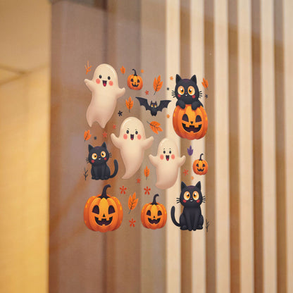 Halloween Die-Cut Stickers, Cute Ghosts & Cats, Kid's Party Favors.