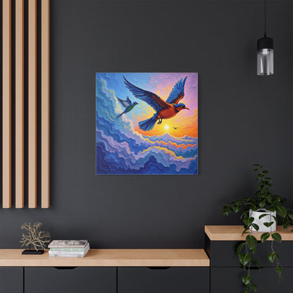 Satin Canvas Wall Art - Birds Design