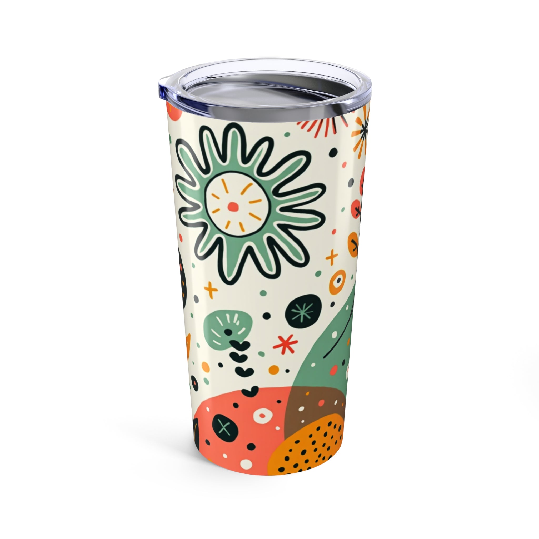 Abstract Floral 20oz Tumbler — Floral Design Stainless Steel Travel Cup