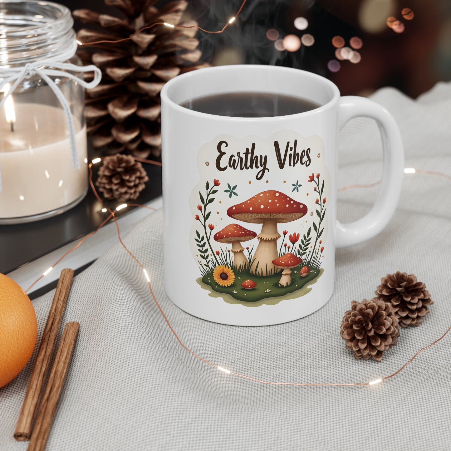 Earty Vibes Ceramic Mug — 11oz Earthy Aesthetic Coffee Cup