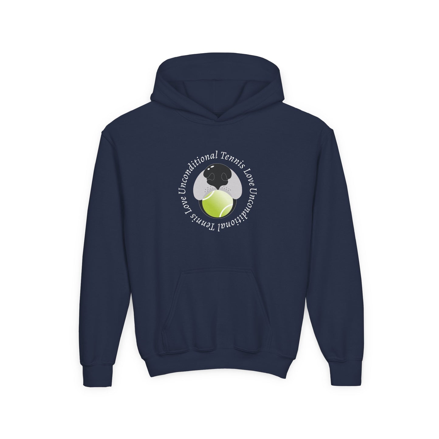 Unconditional Tennis Love Youth Hooded Sweatshirt.