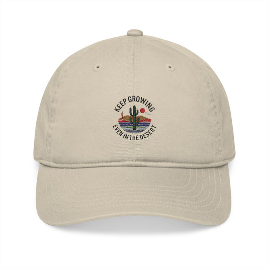 Organic Embroidered Baseball Cap - Keep Growing Cactus Hat
